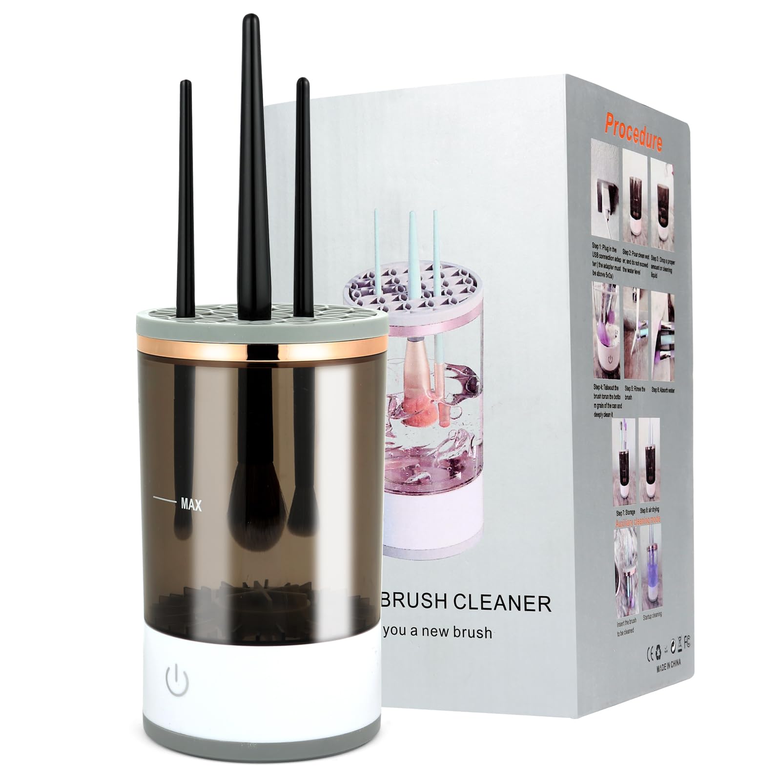 Electric Makeup Brush Cleaner Machine with Cleaning Mat Portable Automatic USB Brushly Pro Cosmetic Beauty Blender Cleanser Dryer Storage Holder for All Size Makeup Brushes Set Women Girl Gifts