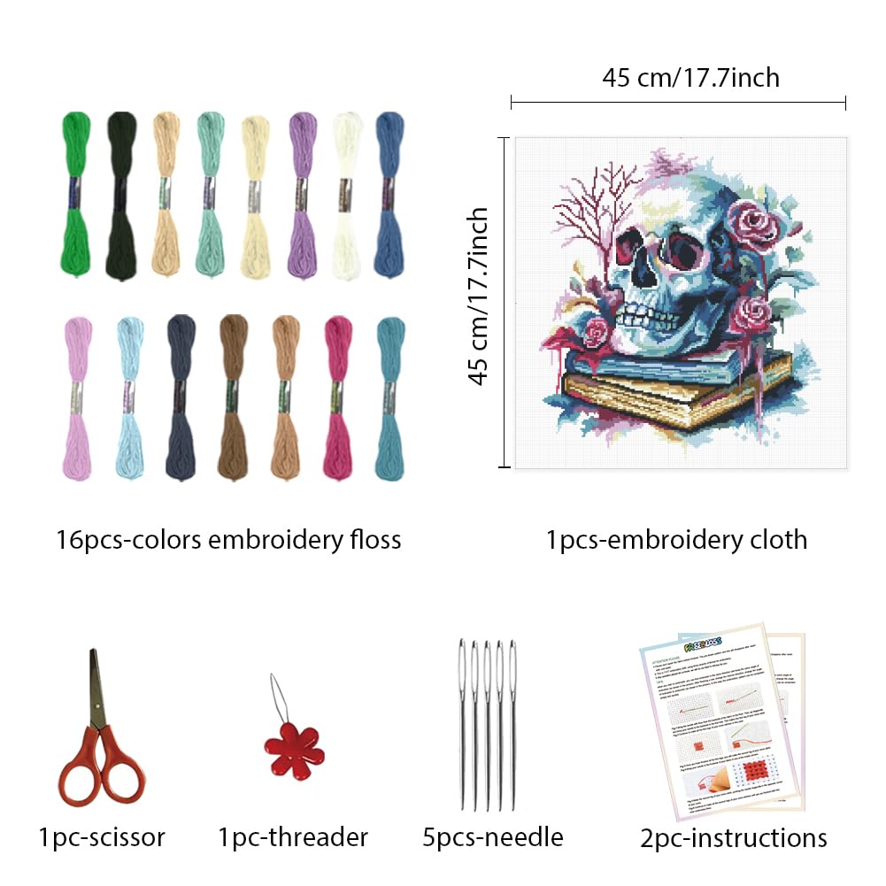 FREEBLOSS Kit de point de croix pour débutants - Vase vintage estampé