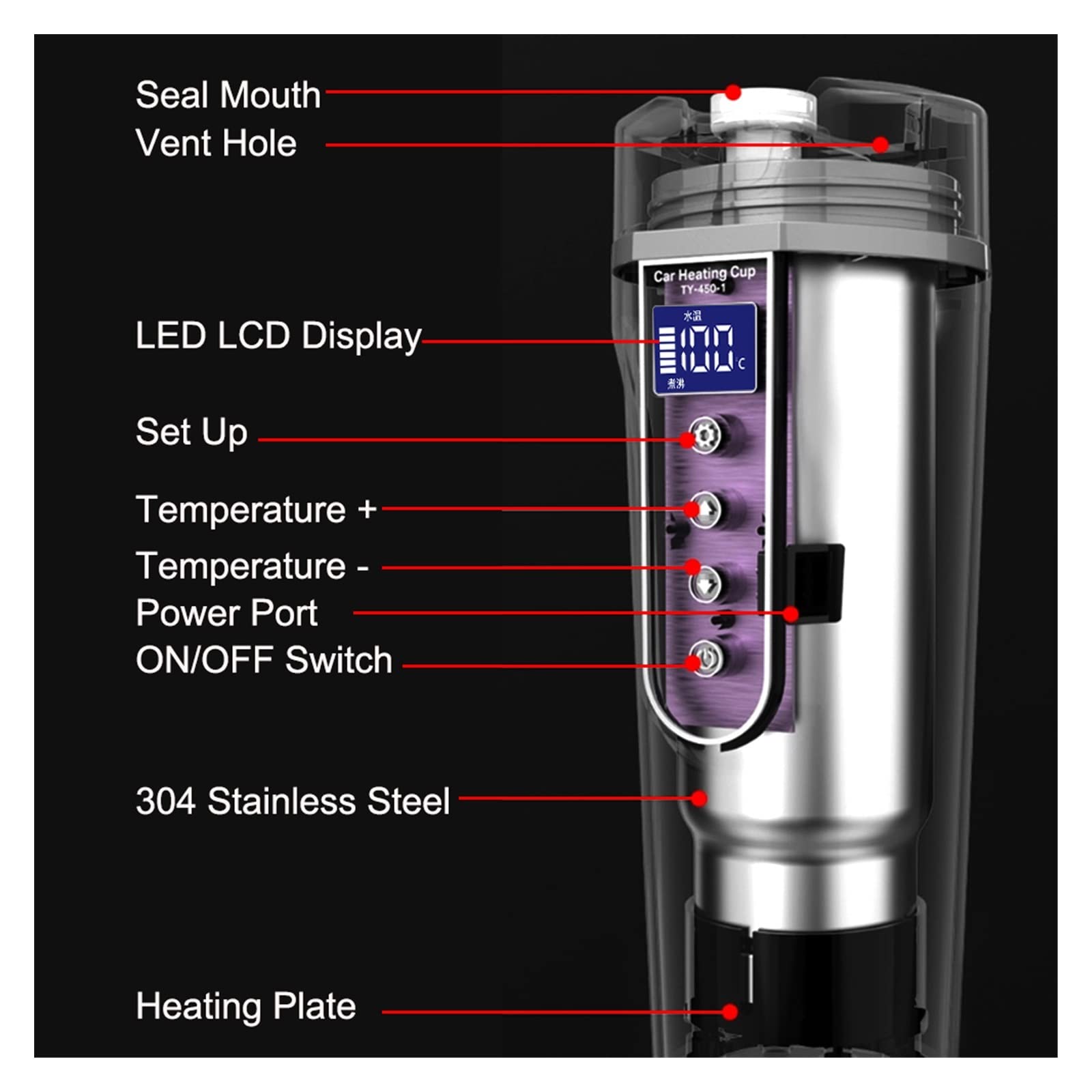 1200ML Waterkoker, 200W 24V Auto Elektrische Waterkoker Isolatie Pot Verwarming Cup Truck Auto Sigarettenaansteker, voor Thuiskantoor Thee Koffie