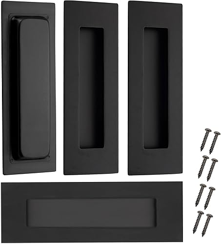 Kindoodos Manijas de puerta empotradas, tiradores de dedo empotrados, herrajes negros de 6 pulgadas, manijas rectangulares de acero inoxidable para disponible en Yaxa Colombia