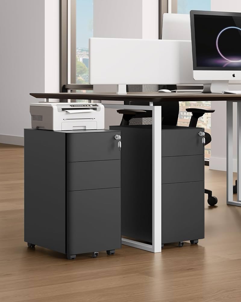 CSC DECOR INC 3-Drawer Black Metal 35.43 In. W Lateral File Cabinet With Lock, Home Office Hanging File Letter/Legal/F4/A4 Size XS-T2398P154445 - The Home Depot