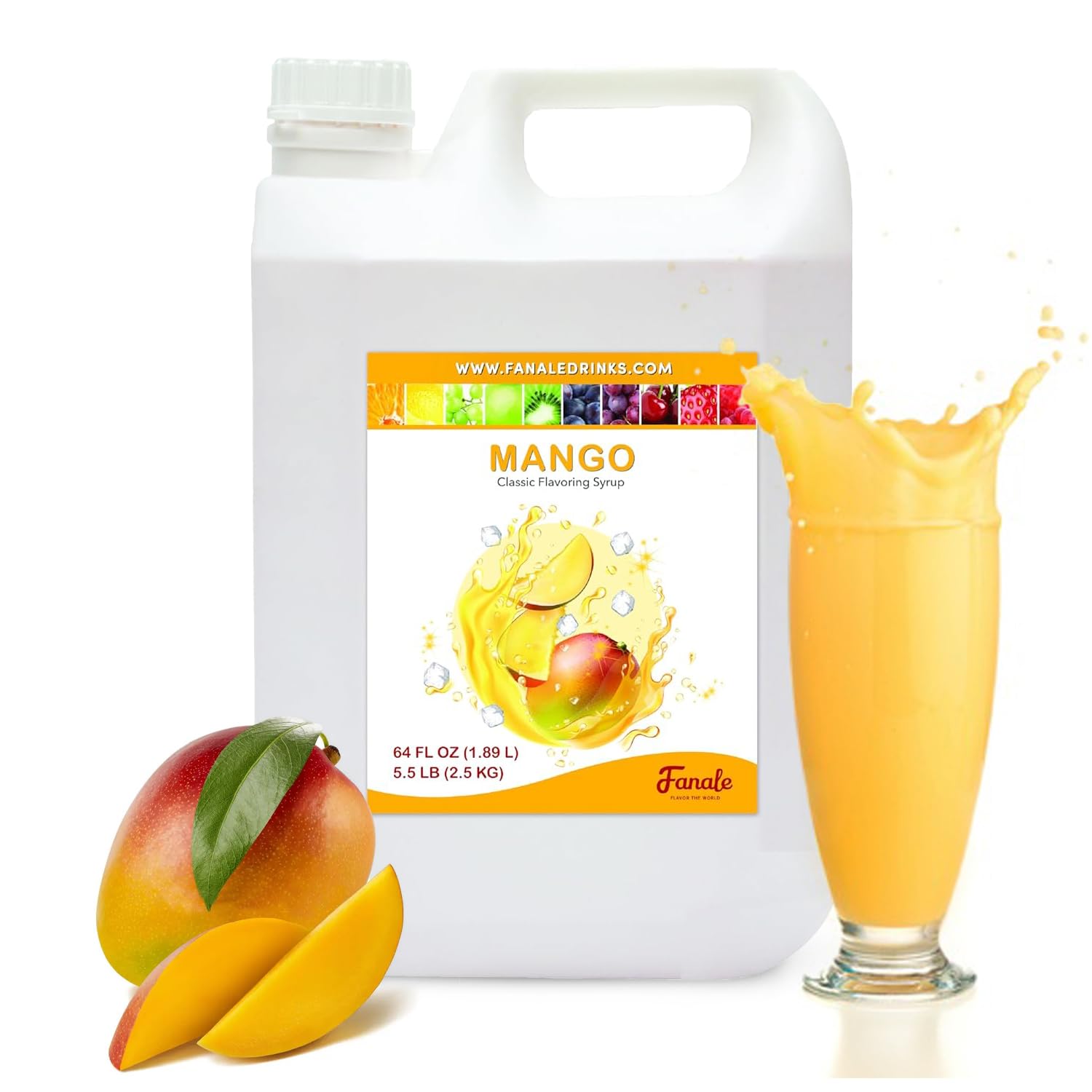 Fanale Premium Flavoring Concentrated Syrup for Bubble Tea 11 lb | Mango Flavor Syrup | for Boba Tea, Smoothies, Slushes, Desserts | 11lb | SRP020