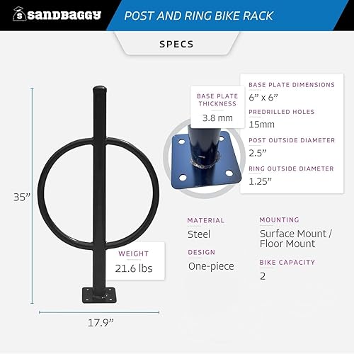 Miniatura 2 de Sandbaggy Portabicicletas comerciales - Acero galvanizado - Diseño antirrobo - En tierra, apartamentos, aceras, industrial