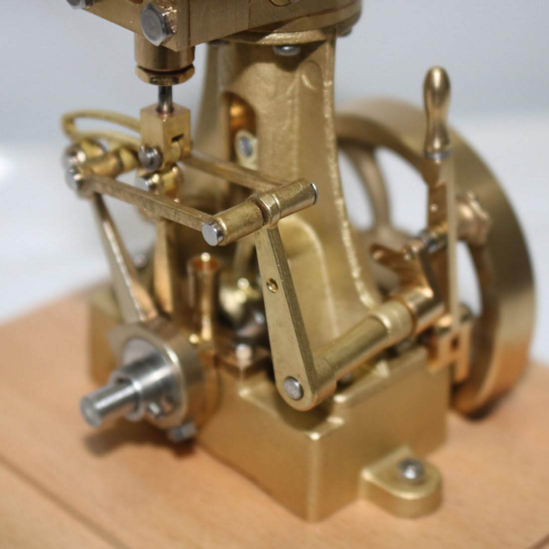 TechnixLabz Mini-Vintage-Messing-Vertikal-Einzylinder-Hubkolben-Dampfmaschine (mit Untersetzungsgetriebe), Eingebauter Kessel, Hohe Funktionsfähigkeit, Hilft Beim Verständnis Mechanischer Prinzipien