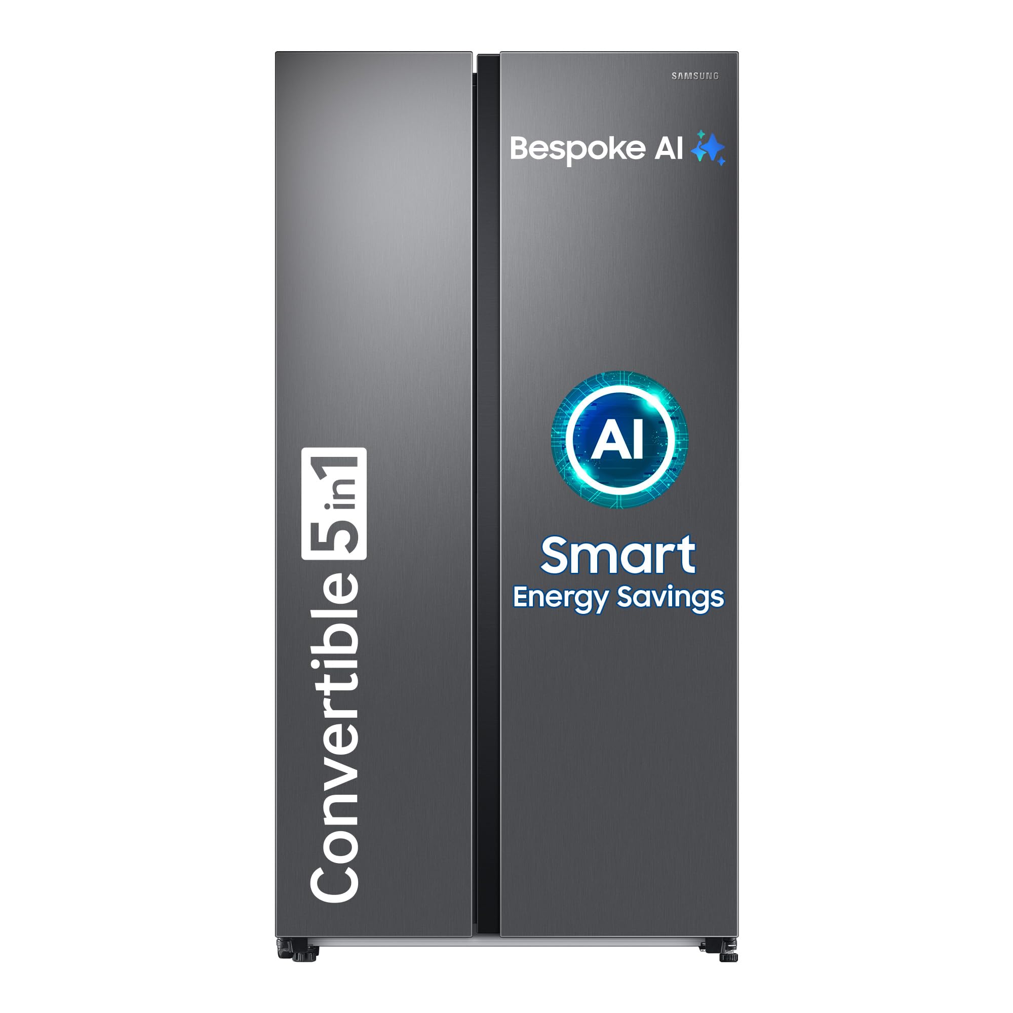 Samsung 653L Convertible 5-in-1 Side by Side with Wifi, SmartThings & AI (RS76CG8003S9HL, Refined Inox)