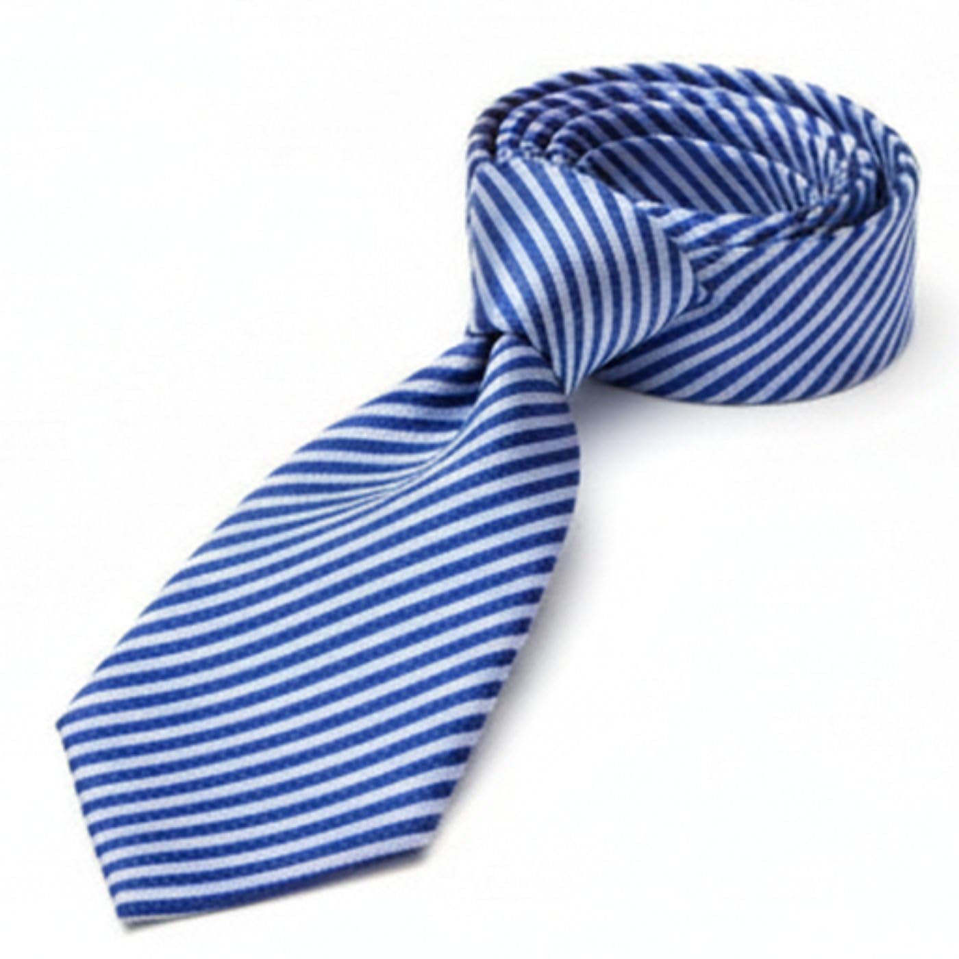 calixto Stripes Design, Poly Cotton Smooth Fabric, Blue Lean Stripes Neck Tie With Pocket Square-picture-34