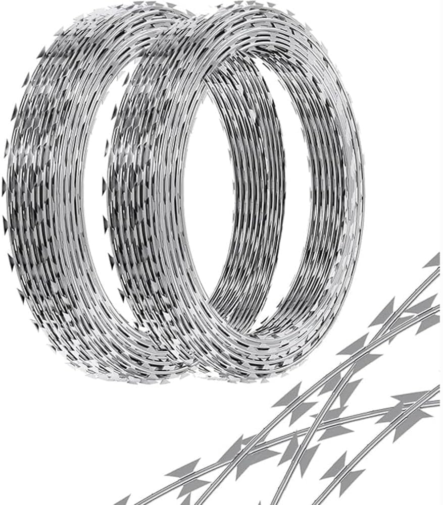 Filo spinato zincato - Ideale per recinzioni di Sicurezza ad Alta Resistenza, Perfetto per la Protezione di fattorie, Giardini e abitazioni (40 Metri).
