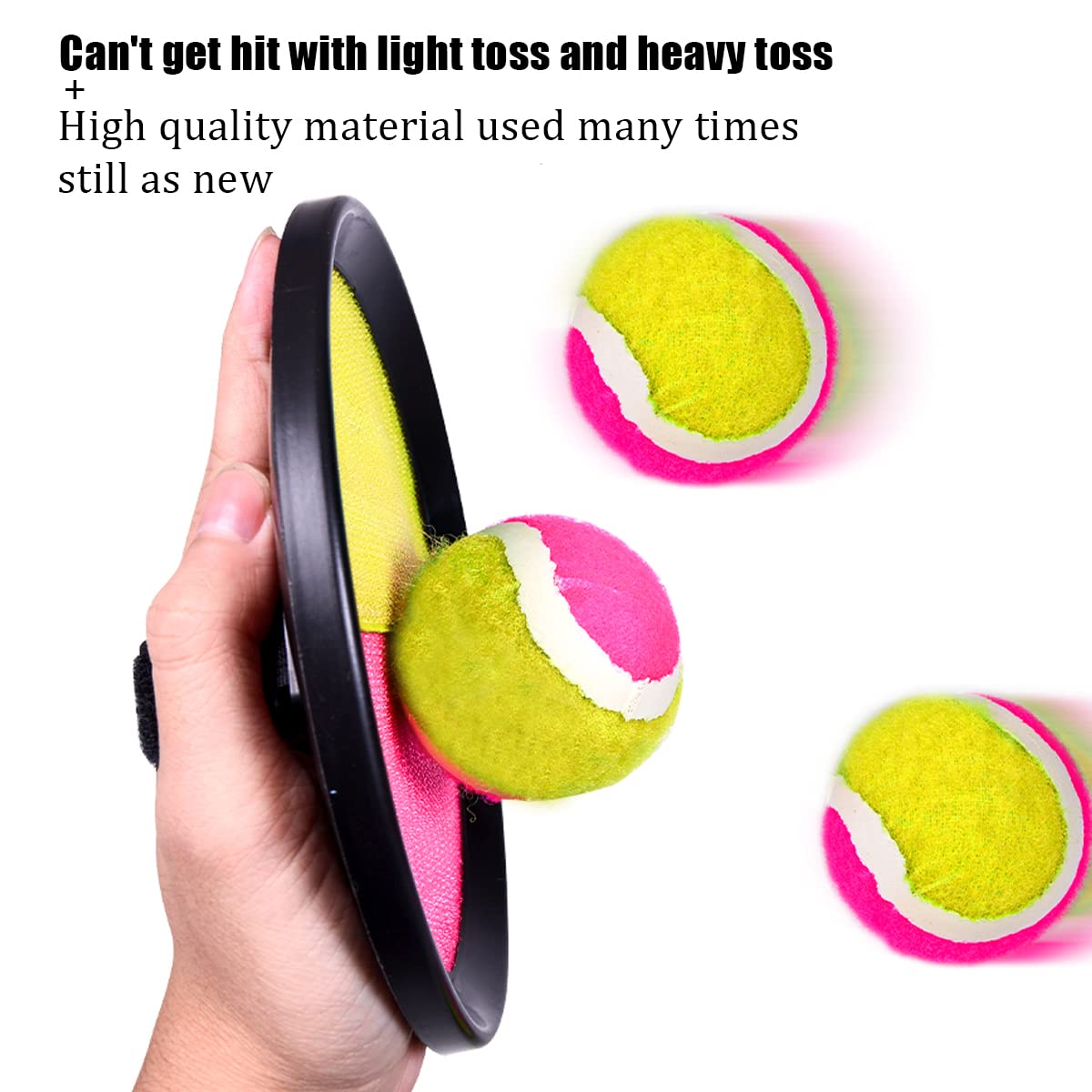 Gioco Di Lancio E Cattura Con Palle In Velcro - 2 Racchette E 2 Palle, Per Esterno E Interno (Blu E Giallo) - Foto 9