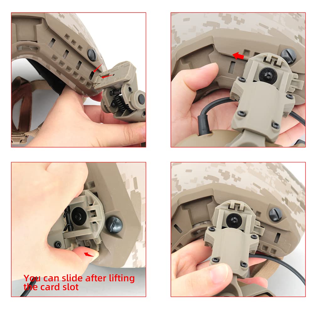 HEARFALCOM Taktyczny zestaw słuchawkowy COMTA III Taktyczny kask ARC Rail Adapter wersja niewojskowa chłodzenie hałasem Pick-UP zestaw słuchawkowy z V2 U94 PTT do polowania wiatrówki sportowej (DE)
