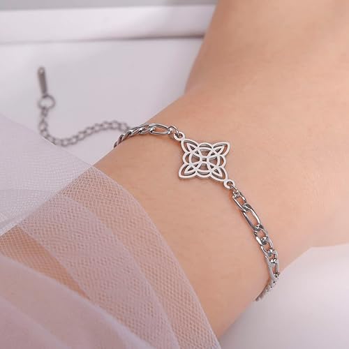 Miniatura 2 de Pulsera de nudo de bruja, nudo celta, símbolo de Wicca pagana, nudo mágico, pulsera de joyería de brujería, pulsera de acero inoxidable ajustable