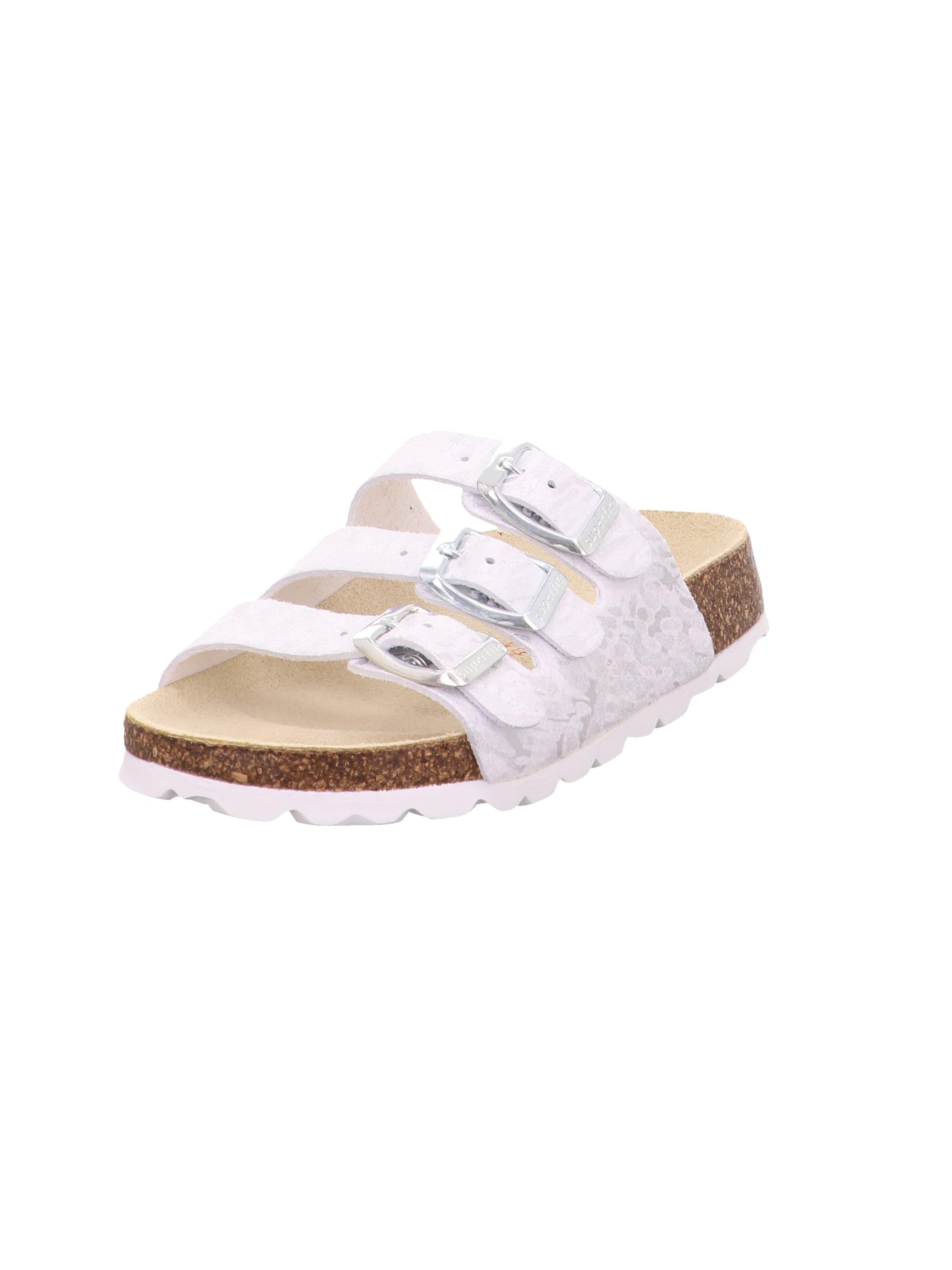 Superfit Girl's Fussbettpantoffel Slipper, White/Silver 9010, 7.5 UK Child