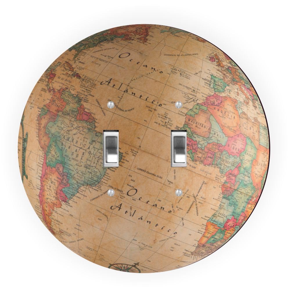 Globe du monde vintage plaque ronde Sam Sandor pour salon et bureau