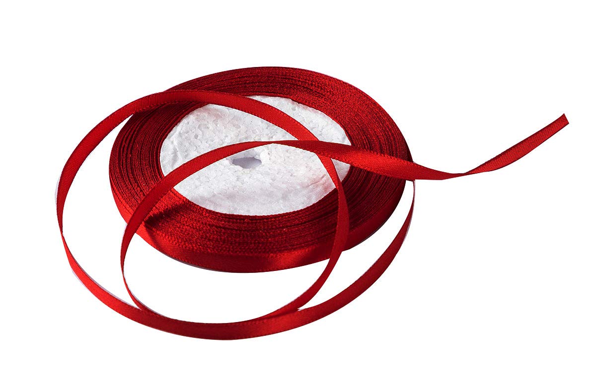 LongtengSolid Color Satin Ribbon 1/4",25yds (Dark red)