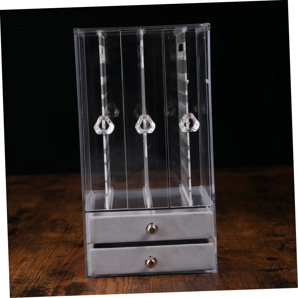 COLLBATH Estante De Exhibición De Joyas Para Aretes Caja De Almacenamiento De Acrílico Con 2 Cajones Para Uso En Tiendas De Collares Pulseras Y Joyas
