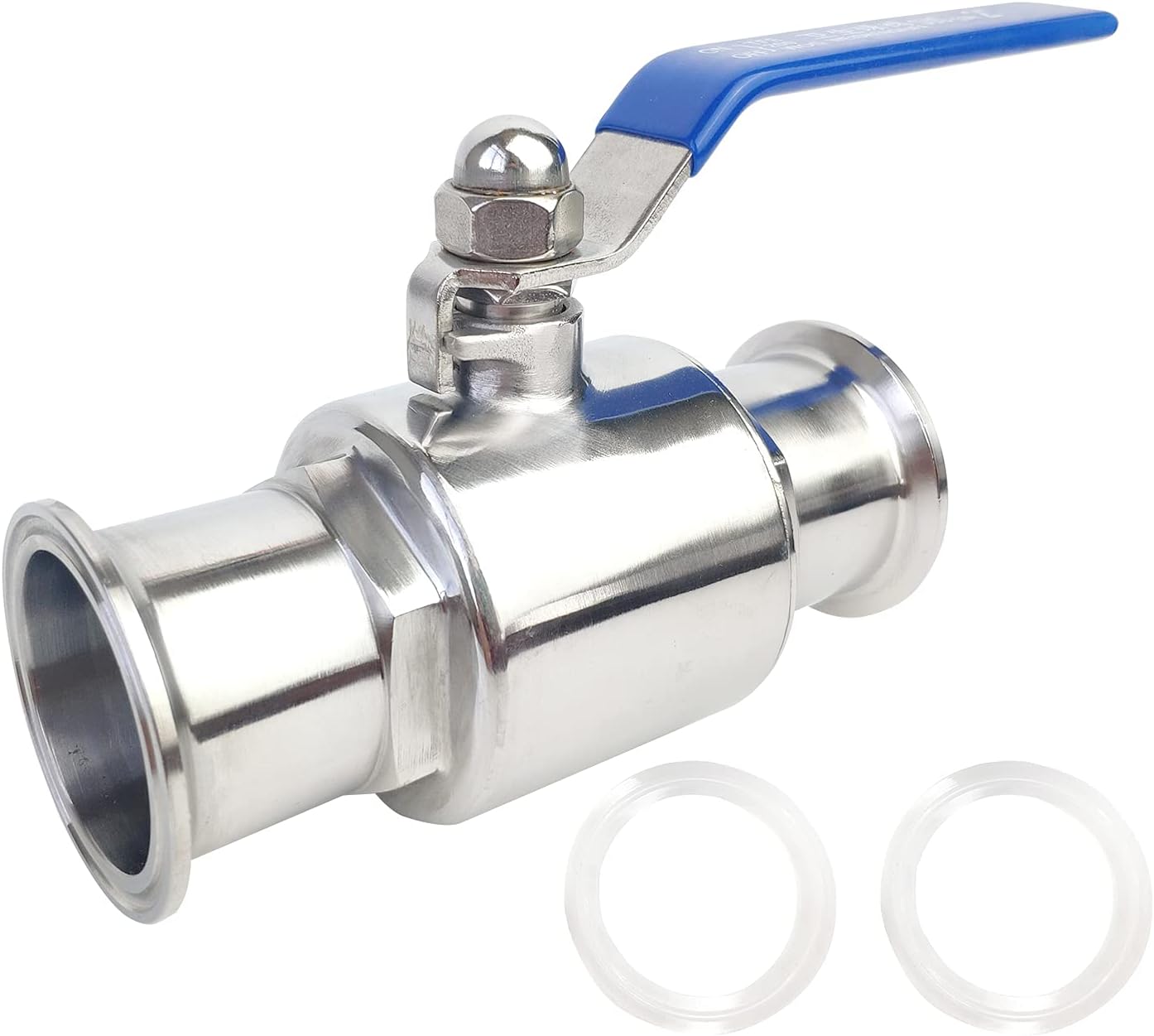 Sanitary Ball Valve Fits 2" Tri Clamp Clover Stainless Steel 304 Brewing Quick Clamp with 2PCS Silicone Gaskets 2" Tube OD