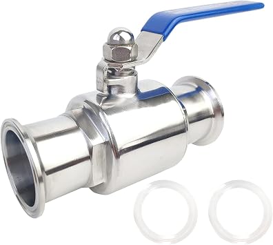 Sanitary Ball Valve Fits 2" Tri Clamp Clover Stainless Steel 304 Brewing Quick Clamp with 2PCS Silicone Gaskets 2" Tube OD