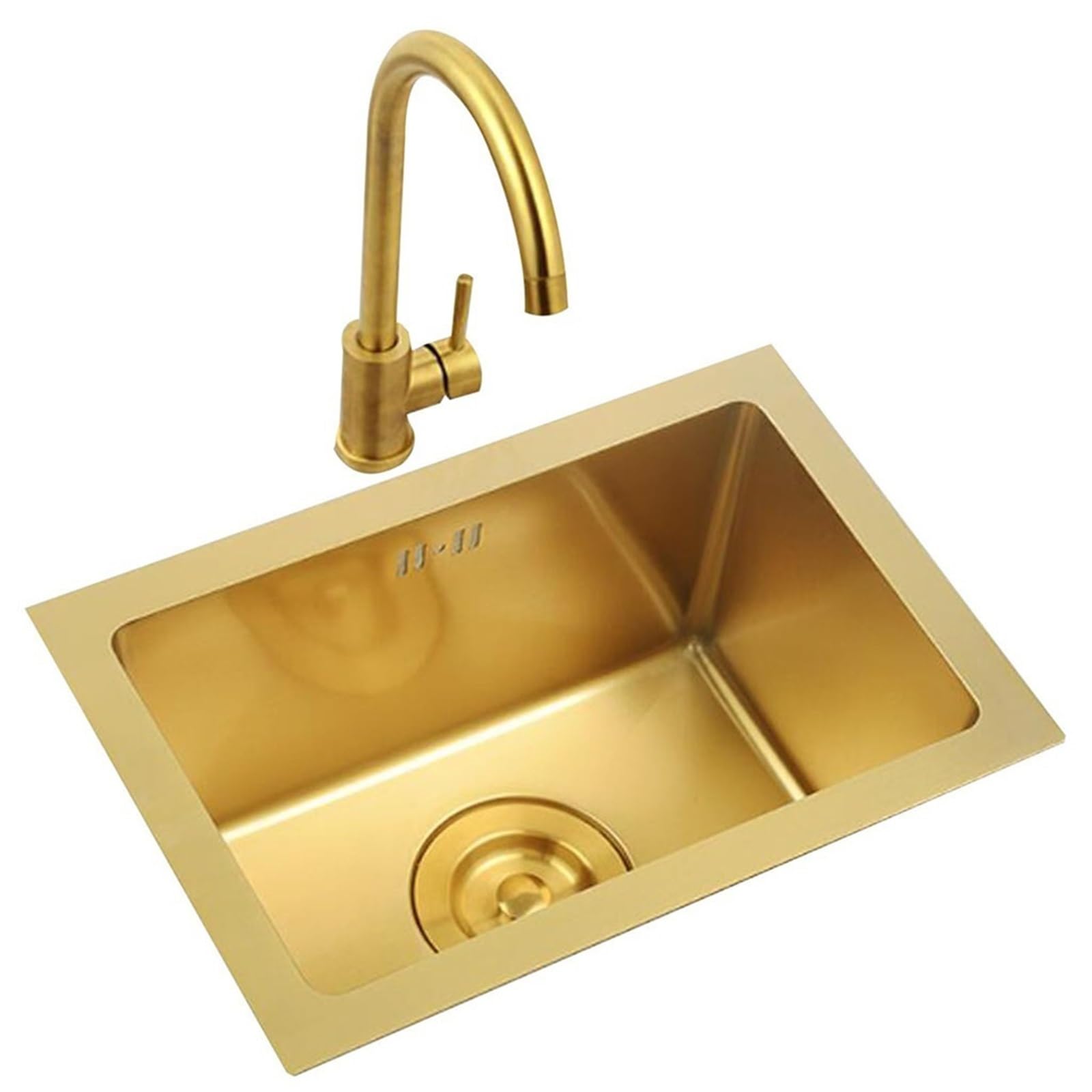 Bac simple compact en acier doré haut de gamme 36 cm