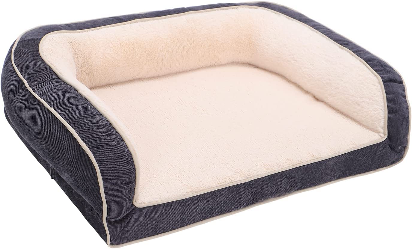 EMME Cama ortopédica para Perros, sofá para Perros de 86x60 cm con Espuma en Forma de Huevo, Cama Impermeable con Funda Lavable para Perros pequeños, medianos y Grandes (Gris, Largo)