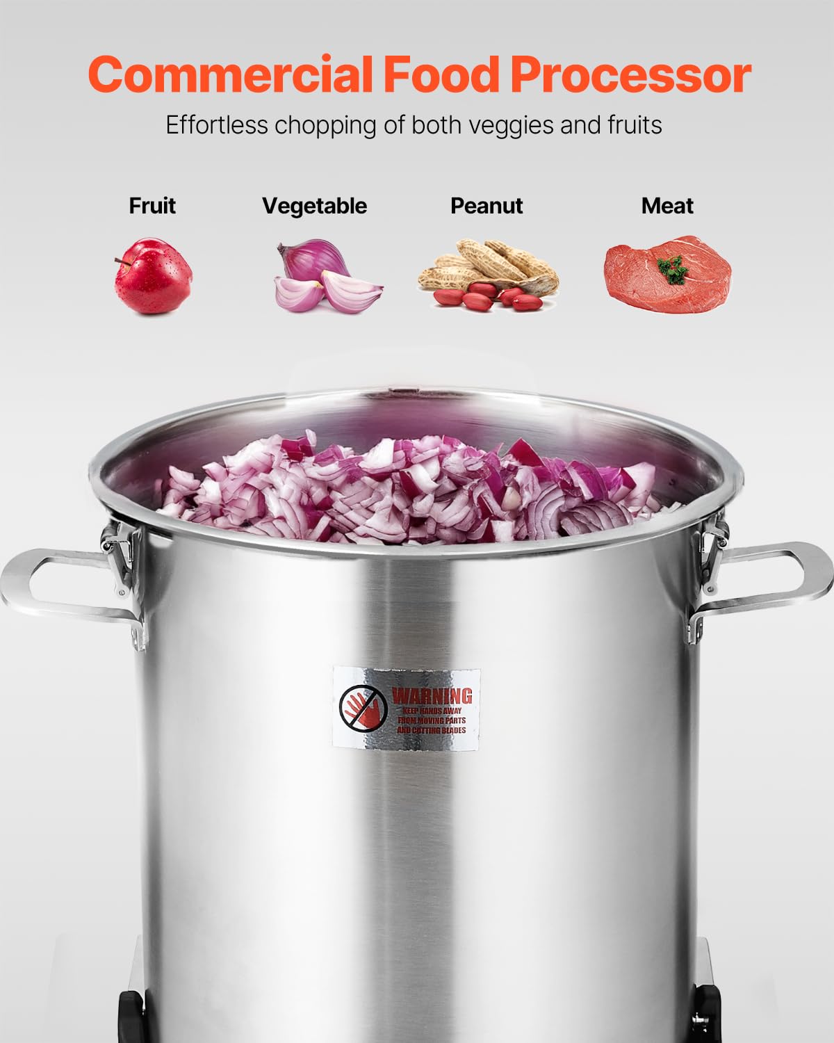 VEVOR Robot da Cucina e Tritatutto per Verdure, Robot da Cucina in Acciaio Inox per Uso Alimentare da 18 L con Lama Curva a S e Raschietto, Multifunzionale per Tritare Verdure, Frutta, Cereali, Noci