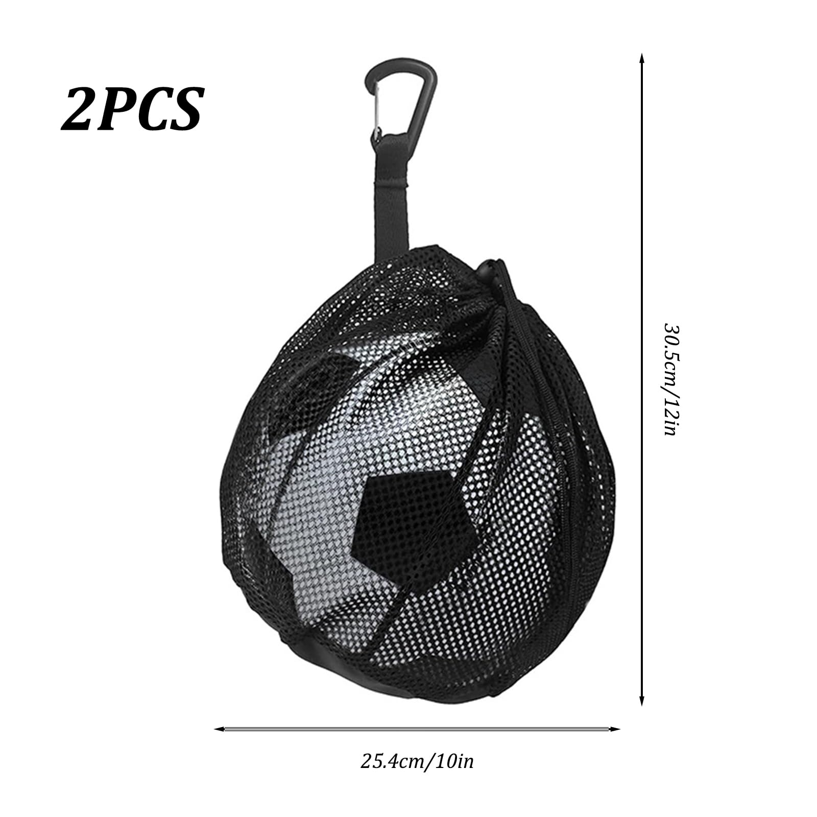 Lot de 2 Sacs à Ballon en Maille Filet, Filet à Ballons Léger et Pliable, Sac à Ballons de Basket-Ball avec Cordon de Serrage, Sac à Dos Filet à Ballons pour Football Volleyball Tennis