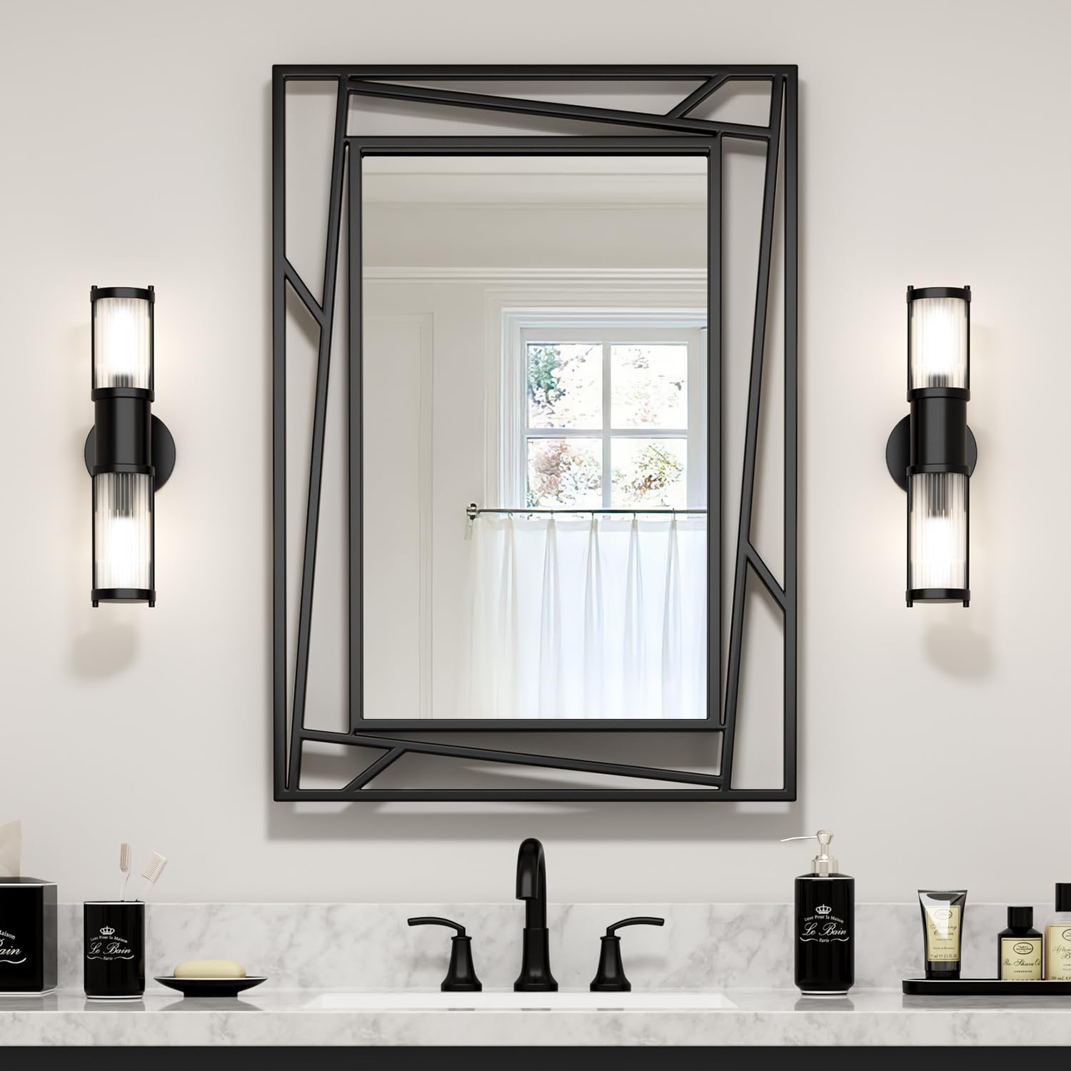 Amazon.com: NXHOME Black Bathroom Mirror for Wall 28''X20'' Matte