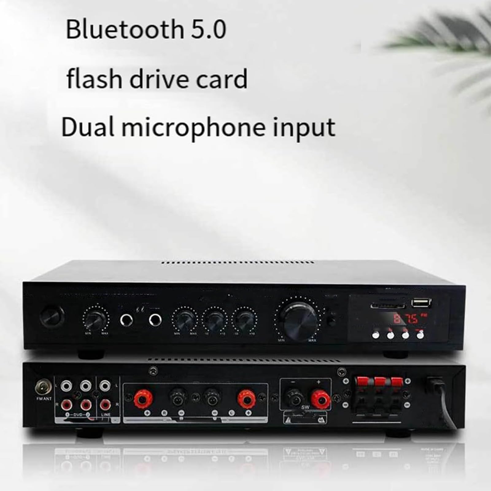 Amplificatore Hifi a 5.1 Canali con Bluetooth 5.1, 200 W +200 W Sd Mp3, Ingressi Microfono, Coassiale Ottico, Amplificatore Audio Domestico, Subwoofer per Home Theater Alta Potenza