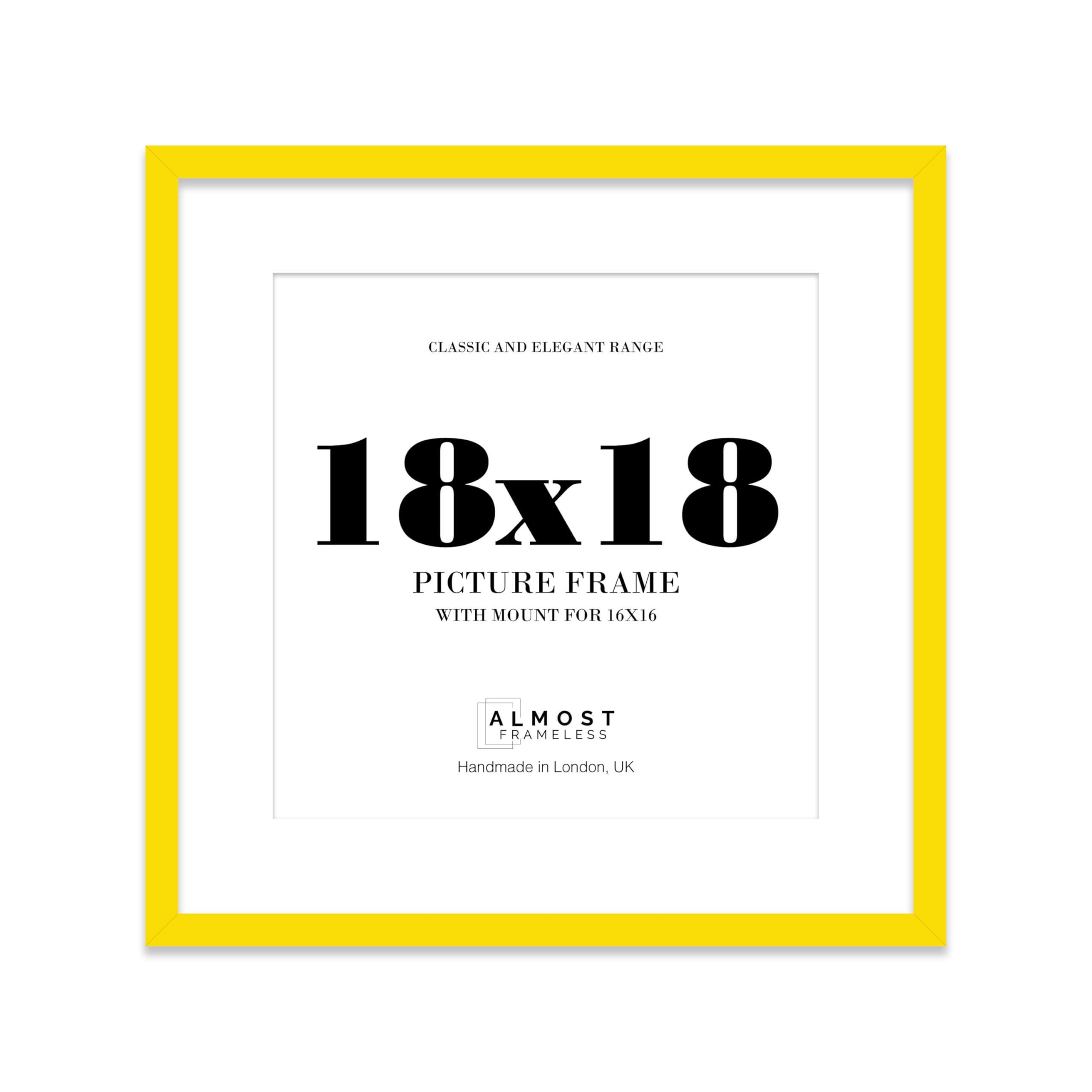 18x18 Yellow Picture Frame with Mount for 16x16 Photos, Prints - Modern Square Wall Frame, 1 Pack — image 1