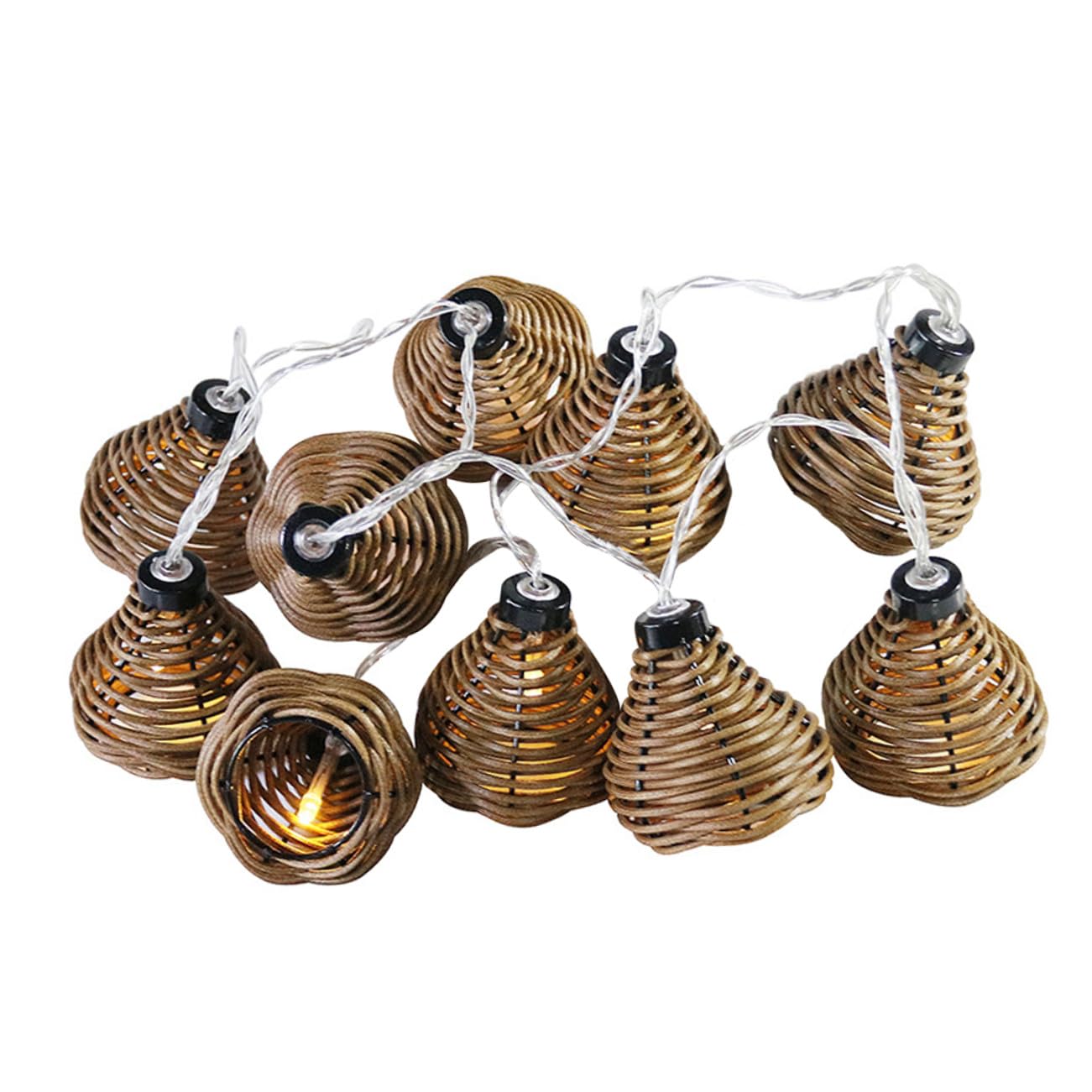 Sosoport Dekorative Lichterkette mit Realistischem Rattan Design 10 Leds 2,2 Meter Installieren für Garten Hochzeit und Outdoor Dekoration