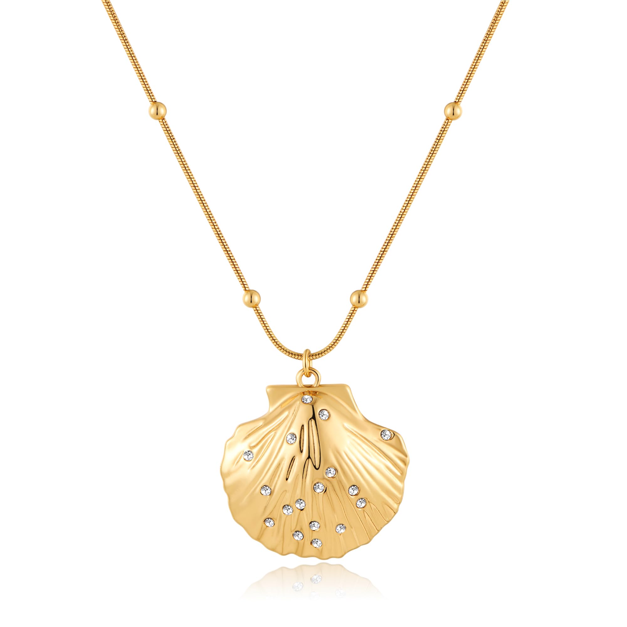 Glorig Gold Shell Necklace for Women With Seashell Pandent Trendy Colorful Starfish Pendant Necklace Ocean Chains Necklace Nautical Beach Necklace