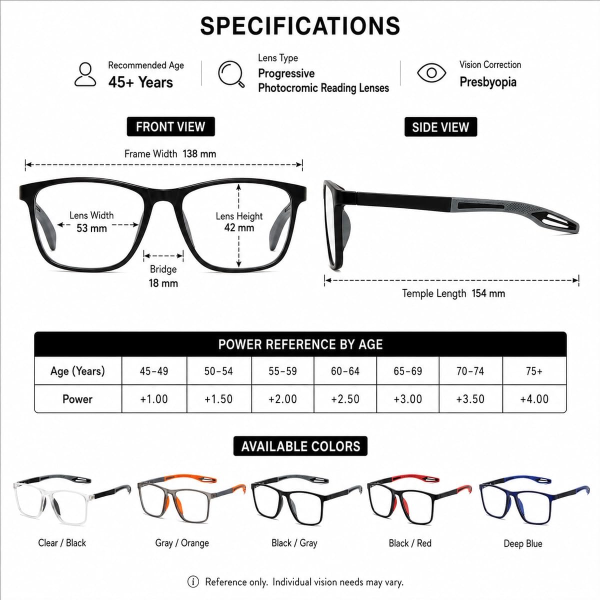 Generisch 3er-Pack Selbsttönende Multifokale Lesebrille, Gleitsichtbrille für Damen Herren, Blaulichtfilter Computerbrille mit Etui