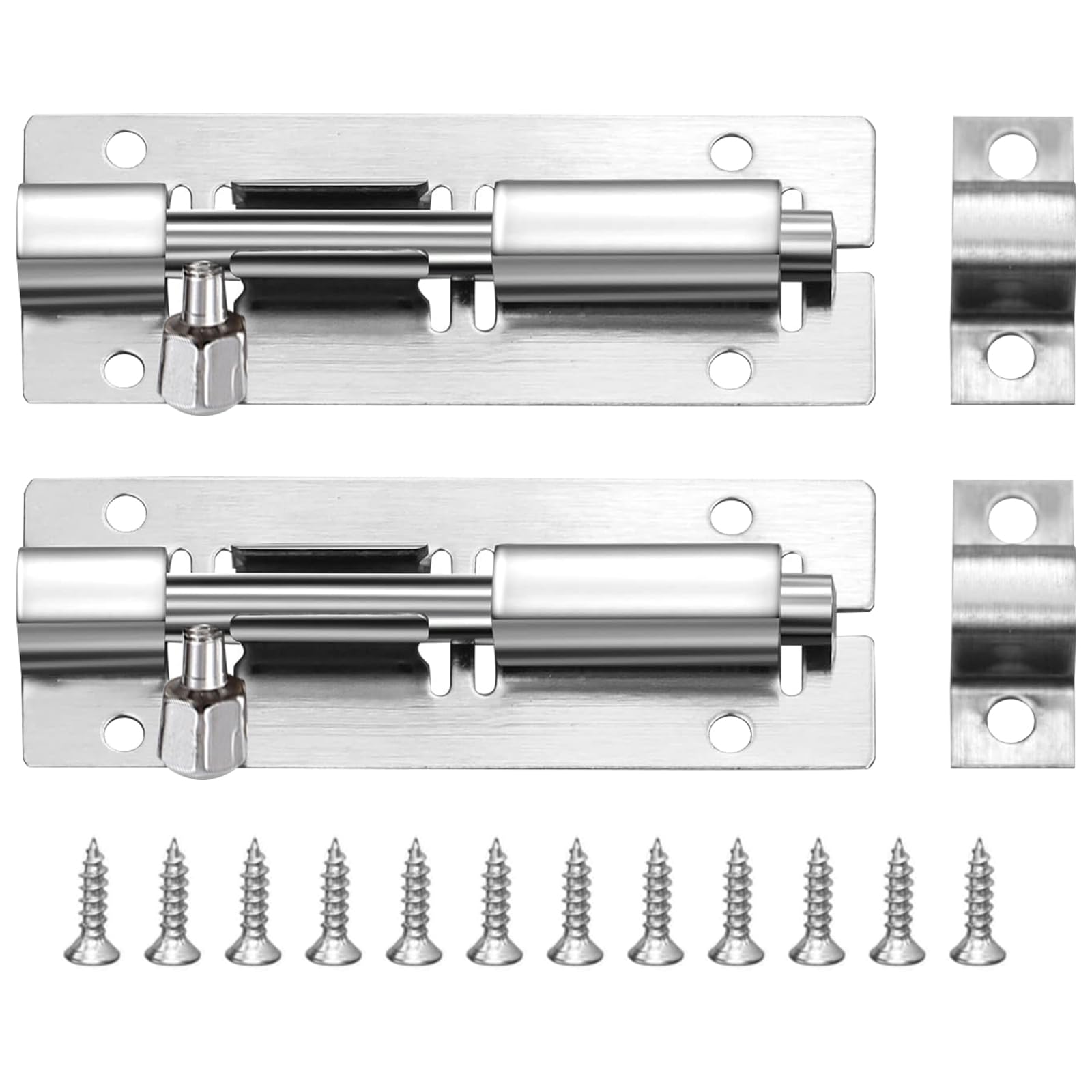 WOLMIK 2PCS Door Lock Bolt 3"(75mm), Stainless Steel Door Latch Slide Bolts Lock with Screws for Bathroom, Bedroom, Shed, Garden, Toilet, Easy Fit