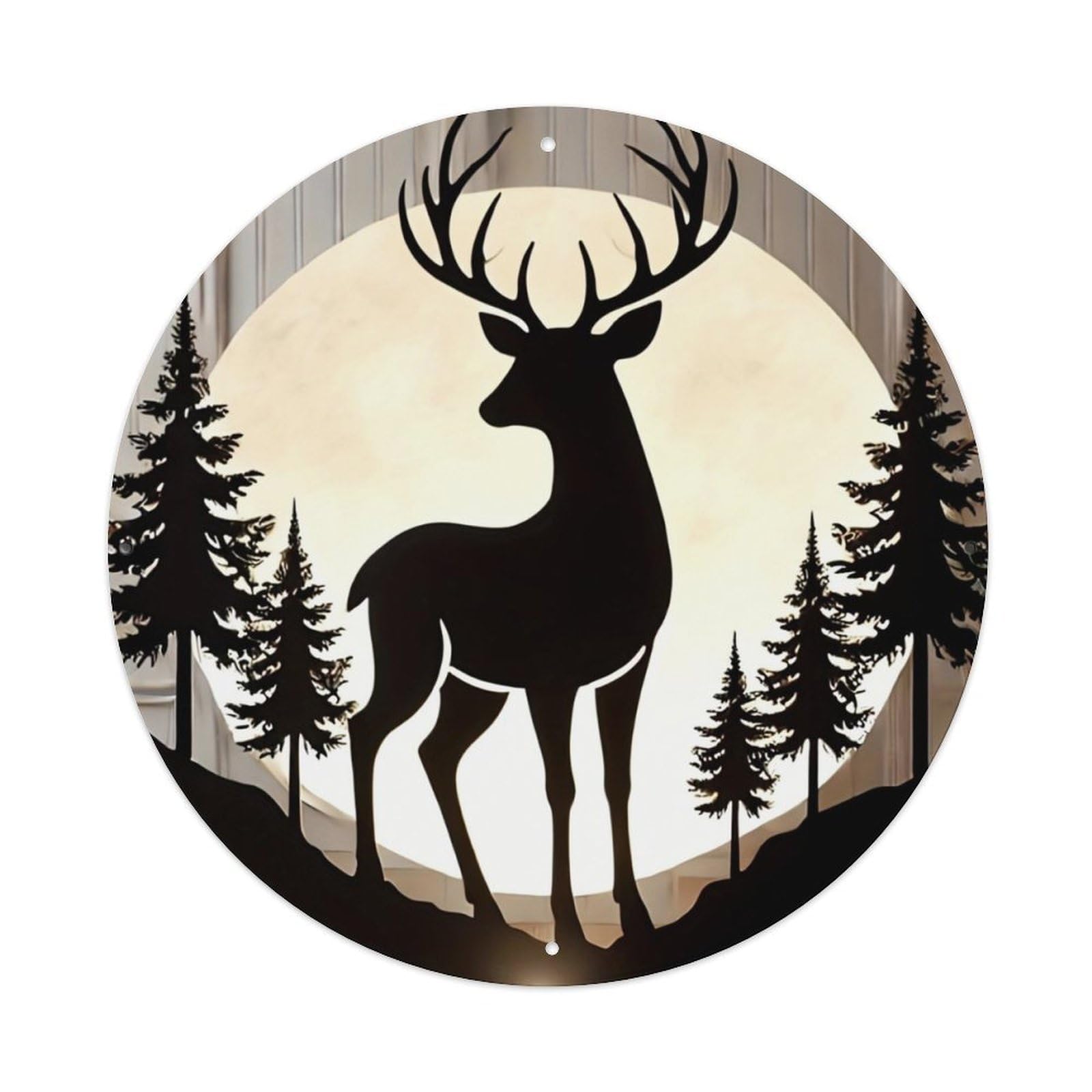 Deer Silhouette Moon Forest Trees Tin Sign Metal Poster Vintage Metal Signs for Home Man Cave Bar Cafe Kitchen laundry room Wall Decorations Gift 8x8Inch