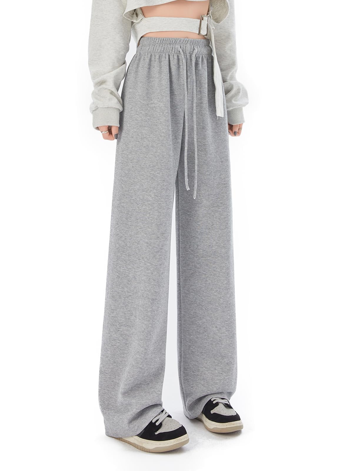 SHEKINI Women's Joggers Pants Wide Leg Sweatpants Sport Running Casual Lounge Trousers Elastic Drawstring Waist Tracksuit Bottoms