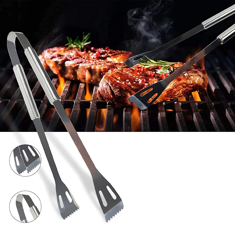 Set di accessori per barbecue, multifunzionali, in acciaio inox, per barbecue, per picnic, campeggio, fumo, grigliate, 5 pezzi
