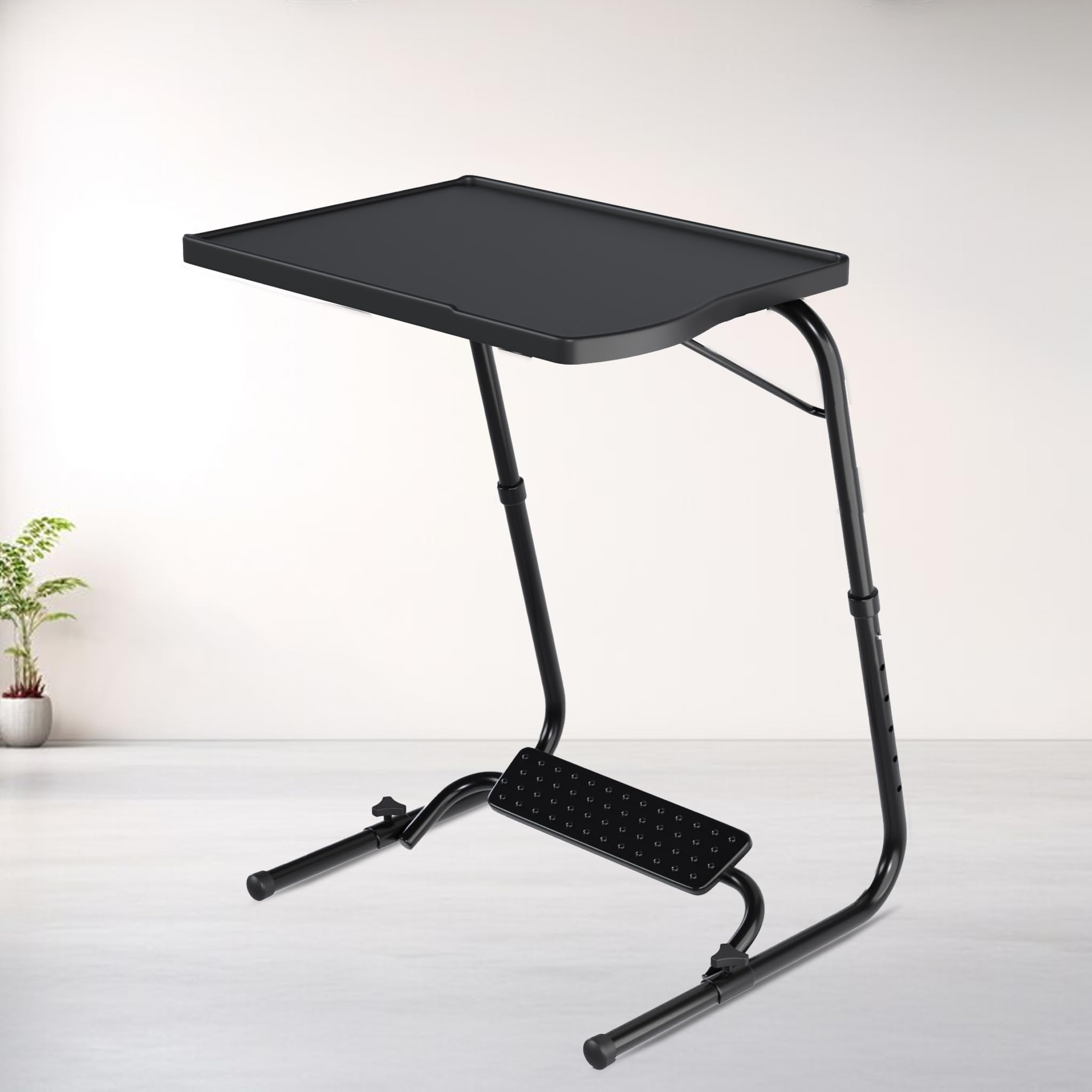TABLE MAGIC – Multipurpose Height Adjustable Laptop Table Mat Finish, Lapdesk with Footrest Work from Home & Study Desk Picnic Outdoor Tv Tray (Midnight Black, Large, TM Footrest)
