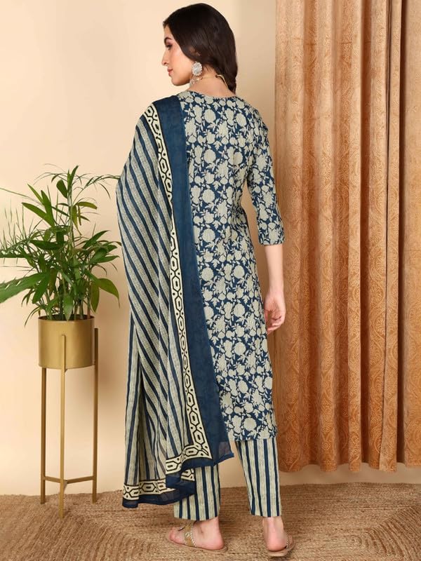 Image of Vaamsi Women's Rayon Blend Floral Printed Straight Kurta Pant With Dupatta