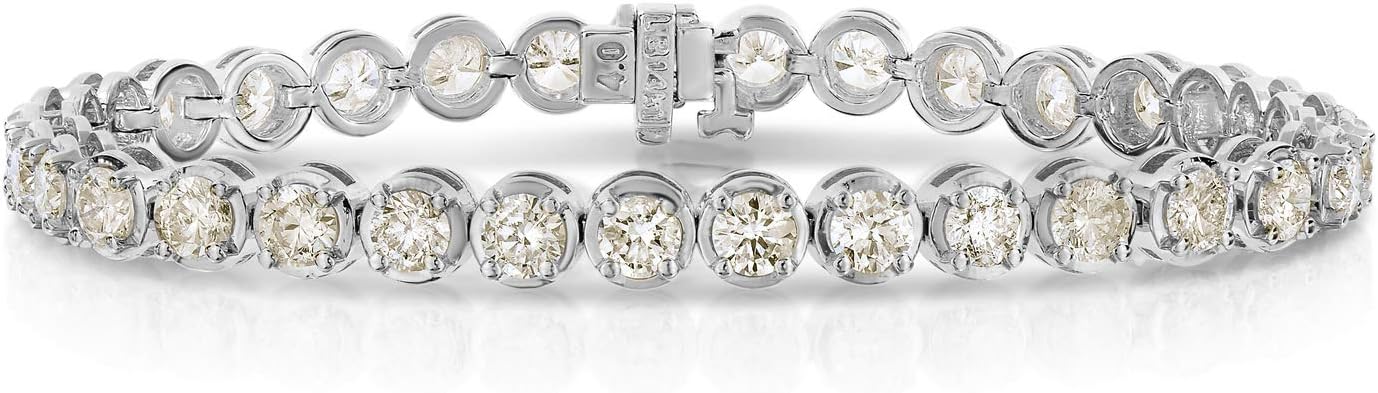 VIR JEWELS 5 cttw Certified Diamond Tennis Bracelet 14K White Gold I2 Clarity Round 7 Inch