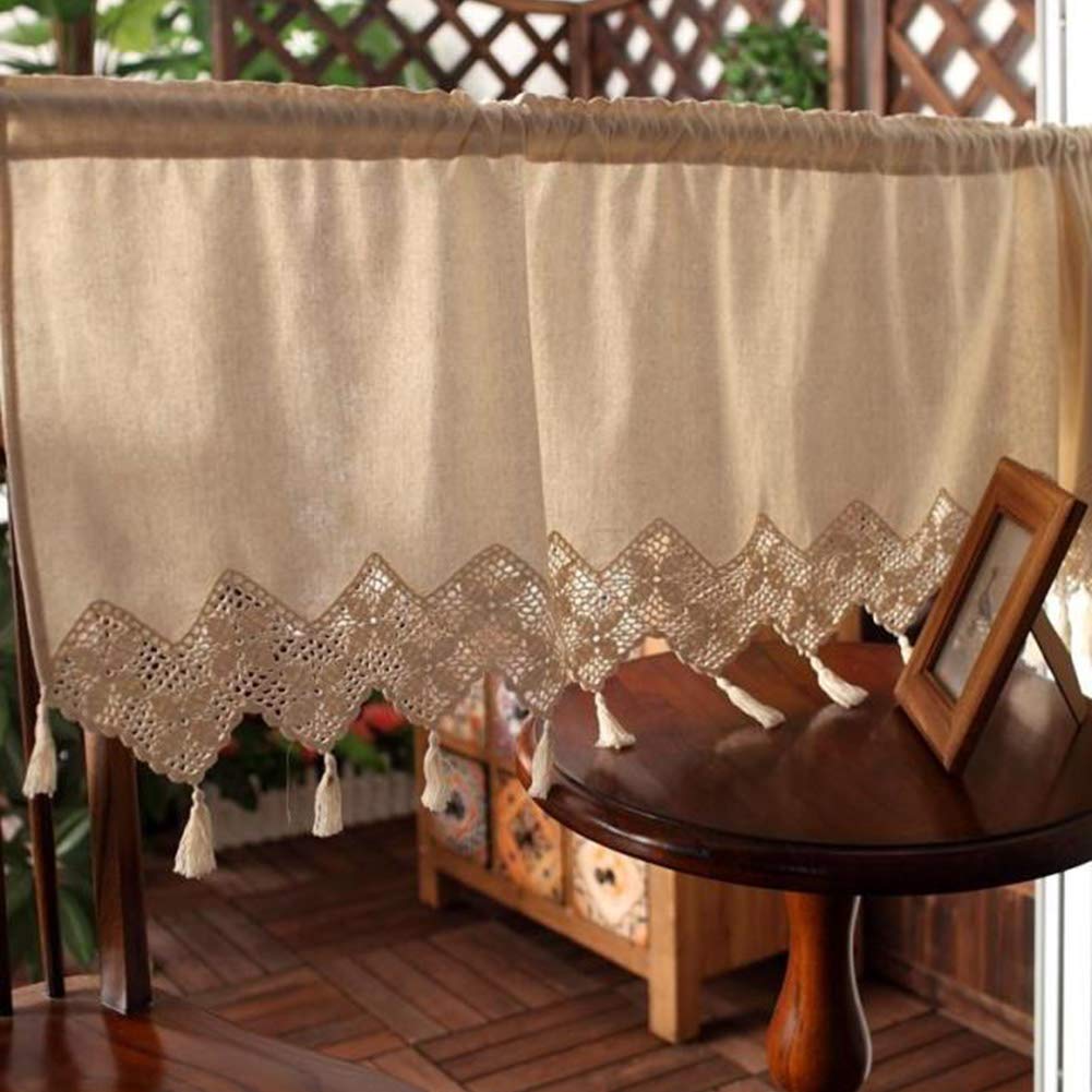 Rideau de café style américain en coton pour une cuisine chaleureuse