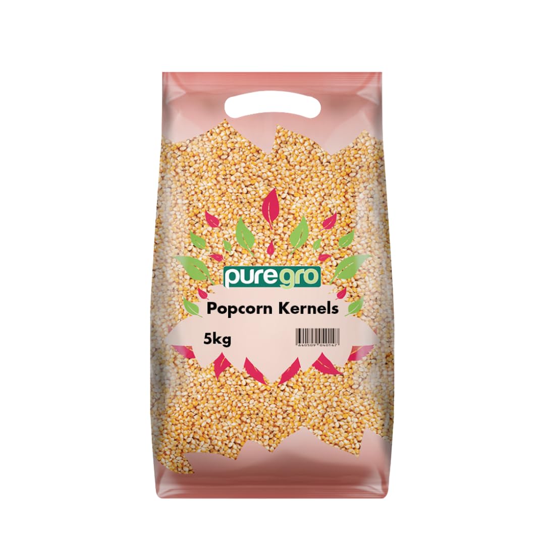 Puregro Popcorn Kernels | Puregro | Popcorn Kernels | Premium Quality | 100% Natural | Ideal for Air Popper, Microwave & Stovetop | Perfect for Healthy Snack - 5KG - Unflavoured