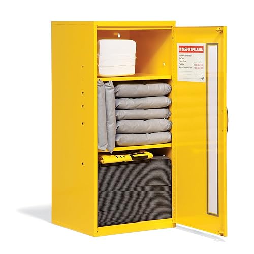 Miniatura 3 de PIG Kit de derrames en gabinete pequeño de montaje en pared  Absorbe hasta 12 galones  Amarillo de seguridad  KIT215