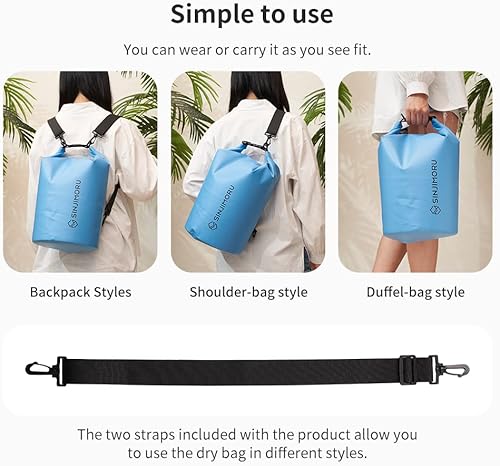 Miniatura 4 de Sinjimoru Bolsa impermeable multifuncional ligera para barco, mochila de playa de agua de 3 estilos de 15L para viajes, kayak, barco, camping,