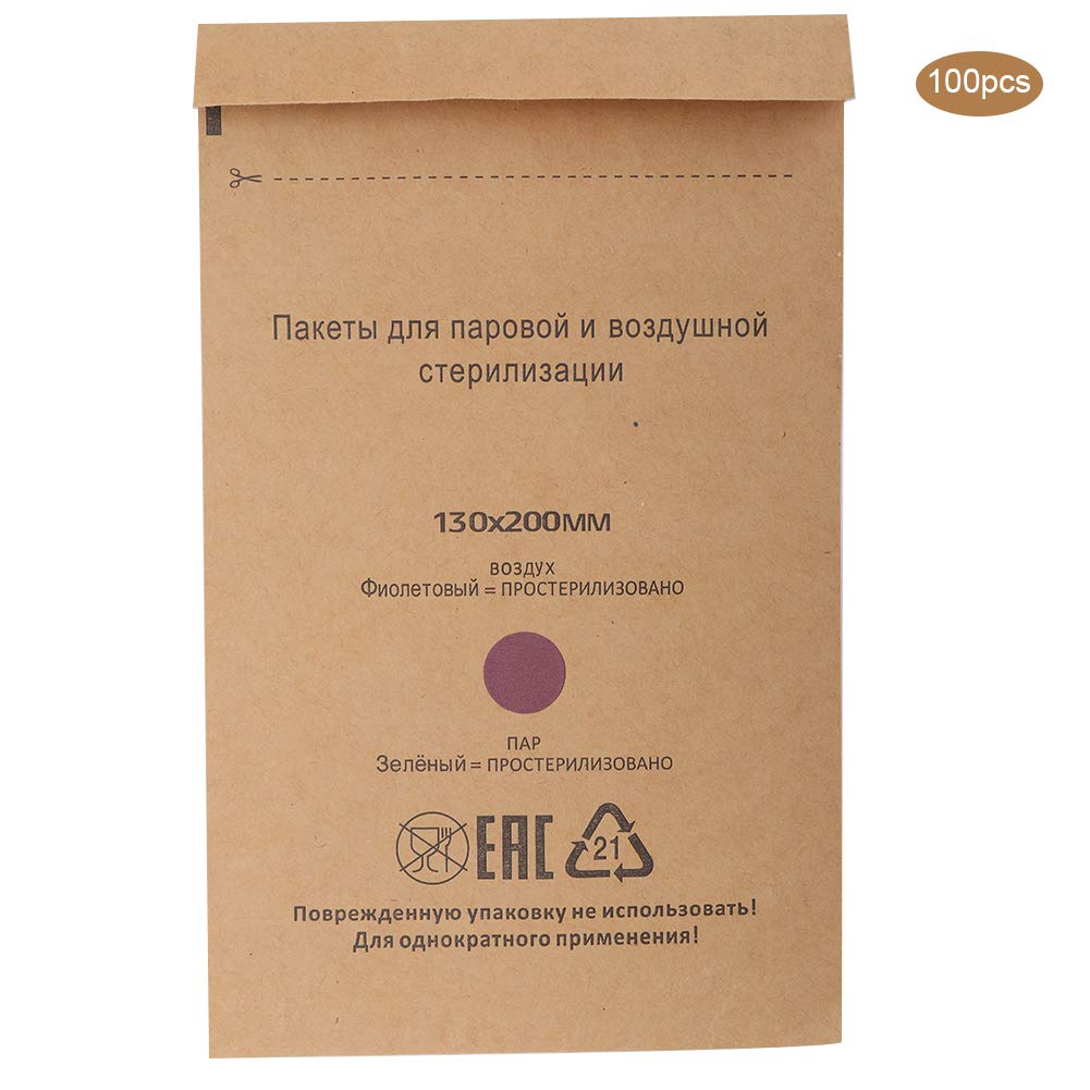 Lot de 100 sachets de stérilisation jetables pour outils de stérilisation dentaire 130 x 200 mm/75 x 150 mm (130 x 200 mm)