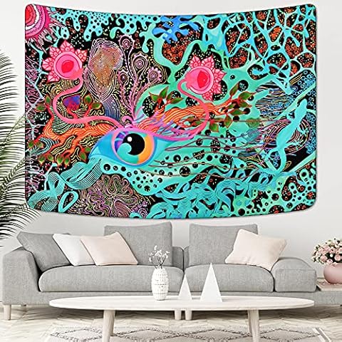 Boniboni Abstract Trippy Tapestry Psychedelic Eyes Tapestry Trippy Cell Tapestries Hippie Gecko Tapestry Wall Hanging for Room(51.2 x 59.1 inches) Cover