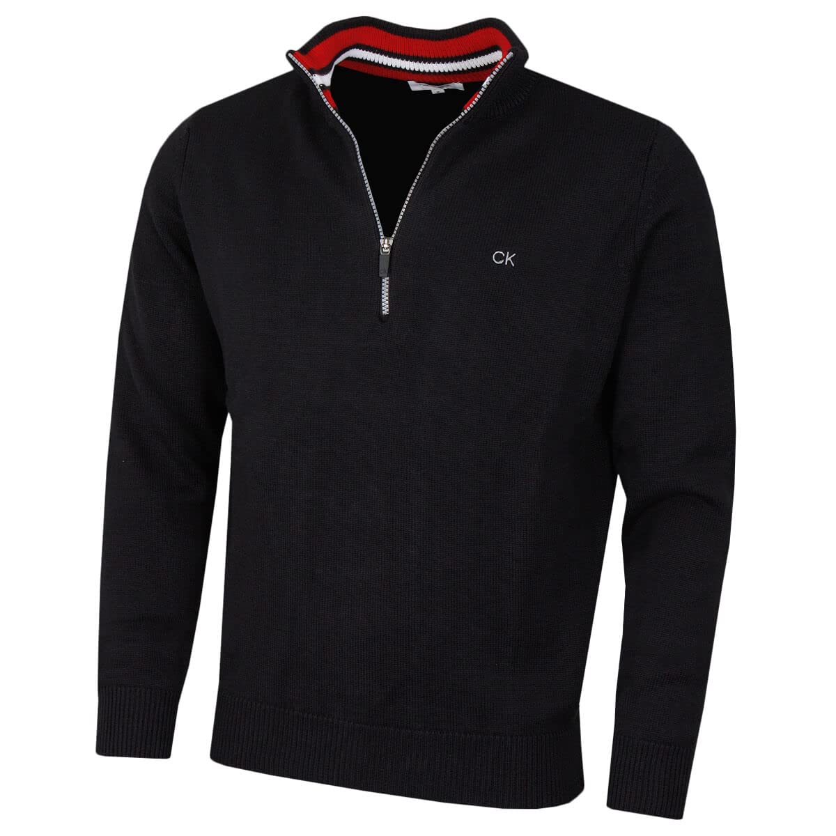 Calvin Klein Men's Black/Red 1/2 Zip Ck Golf Sweater - Xxxxl