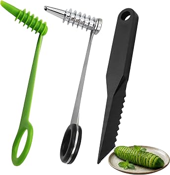 3PCS Potato Spiral Cutter,Premium Spiral Cutter Set with Stainless Steel and Plastic Tools,Efficient Kitchen Spiral Slicer for Everyday Meal Prep