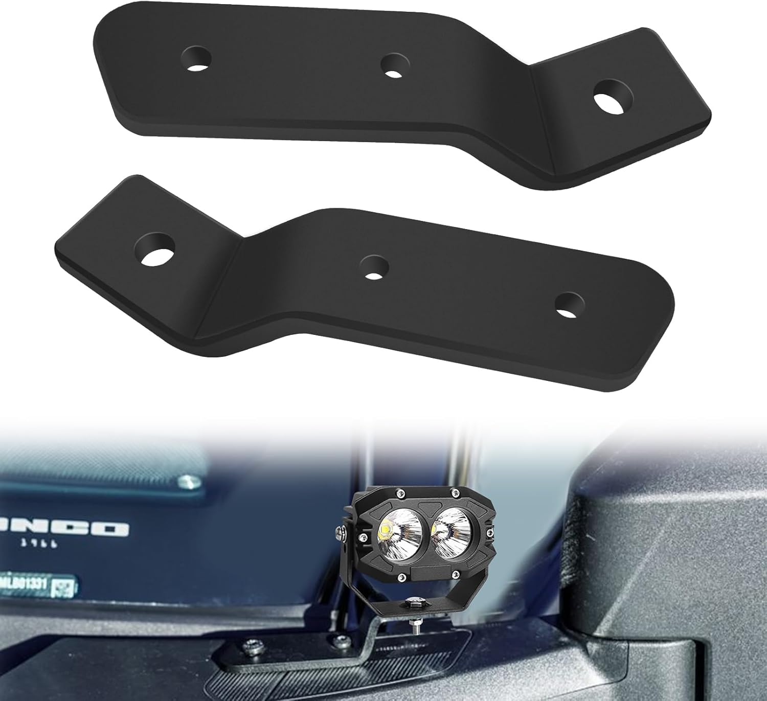 Ditch Light Mounting Bracket Hood Light Mount Headlight Bracket Sturdy and Durable Windshield Light Bar Holder Compatible with Ford Bronco 2021 2022 2023 2024 (Single, Alloy Steel ) Ditch Light Mounting Bracket Hood Light Mount Headlight Bracket Sturdy and Durable Windshield Light Bar Holder Compatible with Ford Bronco 2021 2022 2023 2024 (Single, Alloy Steel )
