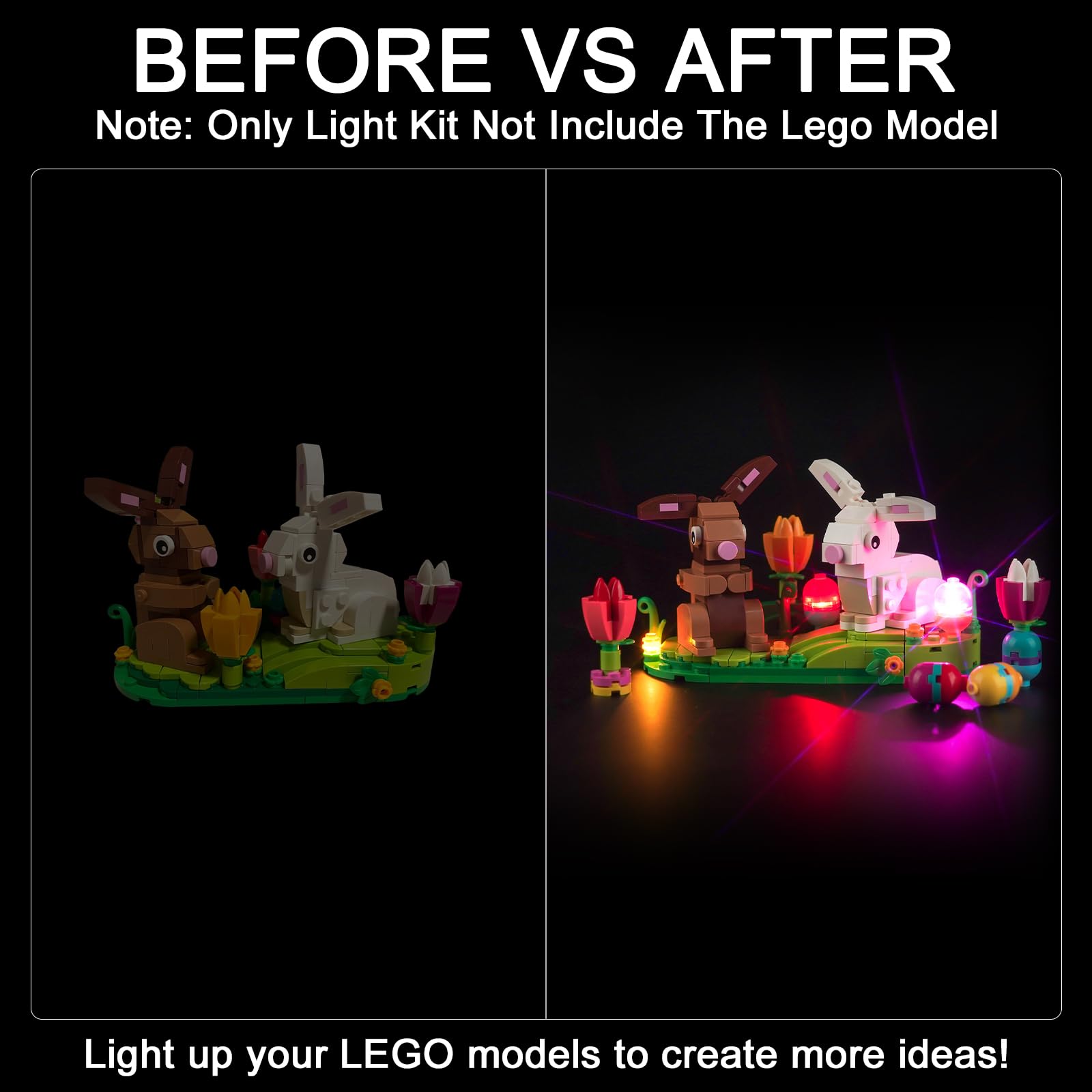 Hilighting Upgraded Led Light Kit Compatible with Lego Easter Rabbits Display Building Set, Lights Decoration Compatible with Lego 40523, Easter Gift for Teens and Adults (Model Not Included)