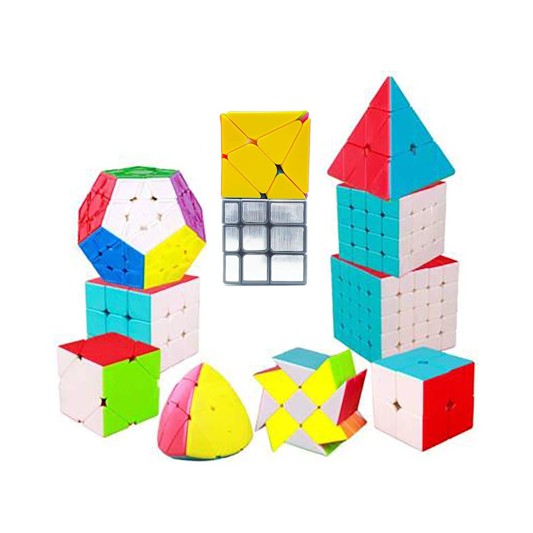 QWICK CLICK Professional Magic Cube Kinds 2x2, 3x3, 4x4, 5x5, Pyraminx Megaminx Skewb SQ1Stickerless Cube Puzzle (11 Pieces) (B08TVZ9P65) Amazon Price History, Amazon Price Tracker