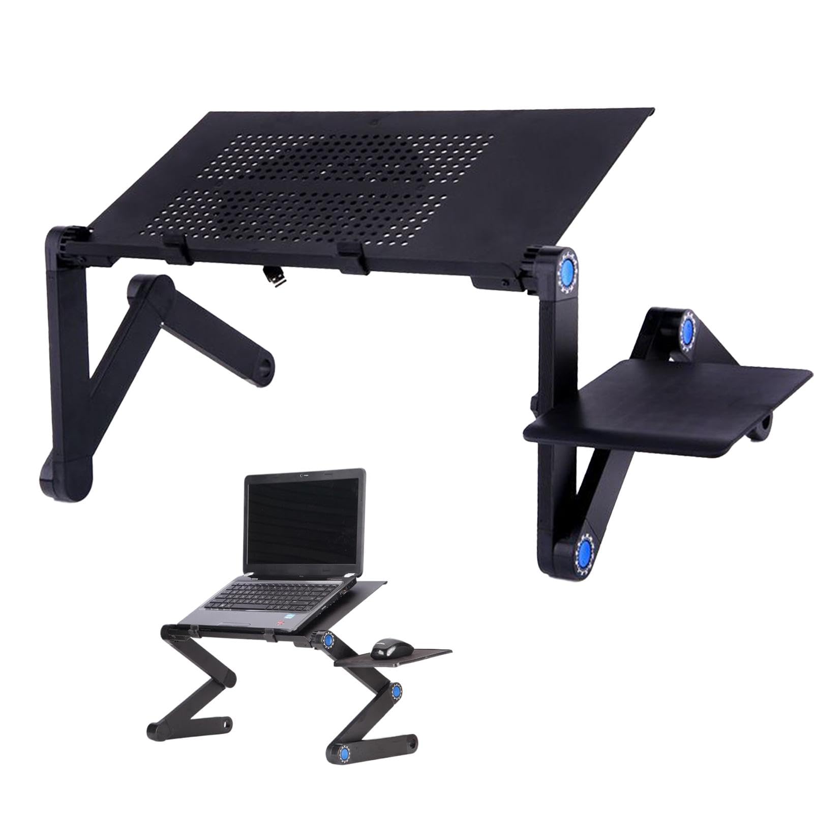 per laptop Scrivania, Tavolo per laptop, Supporto per | laptop con vassoio per computer regolabile, Tappetino per mouse da scrivania pieghevole antiscivolo incluso per laptop e