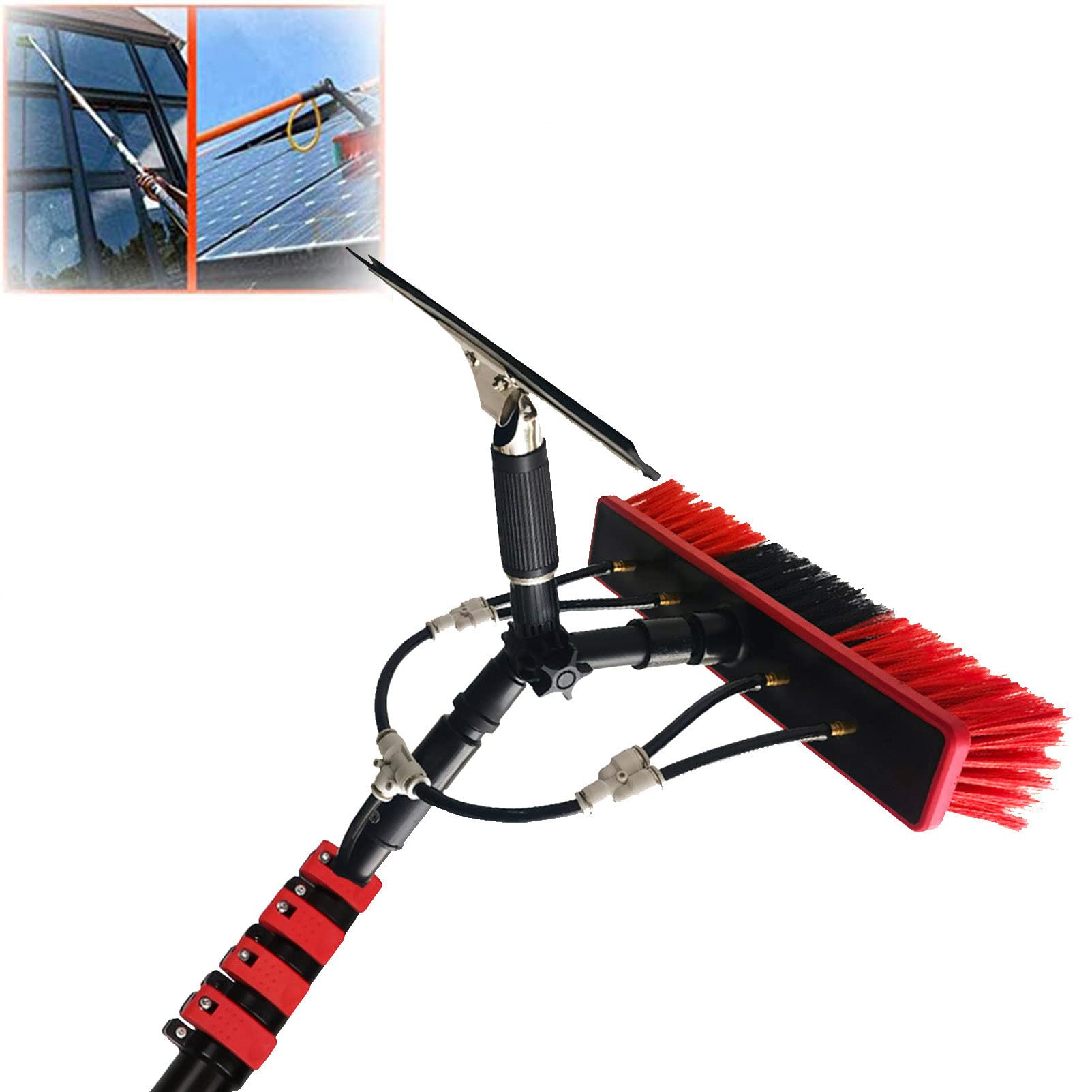 GTHTUHFD Window Cleaning Telescopic Pole,Solar Panel Photovoltaic Panel Cleaning,Window Washer Cleaning Kit,35Cmbrushhead-10.8M/36Ft,35cmbrushhead-10.8M/36FT